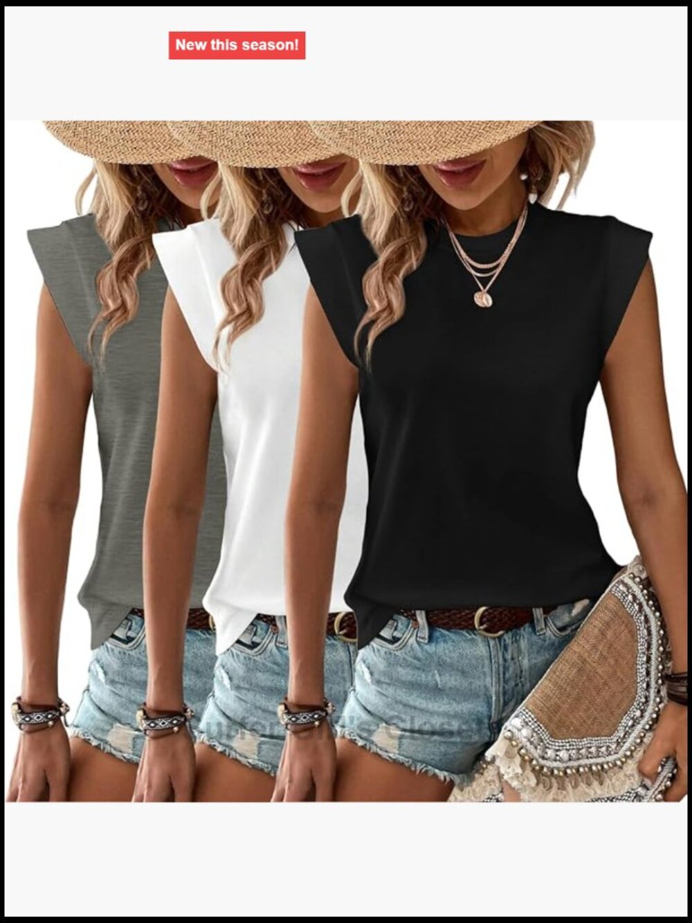 3-Pack Women's Cap Sleeve Tank Tops Casual Summer Spring Loose Fit Tees